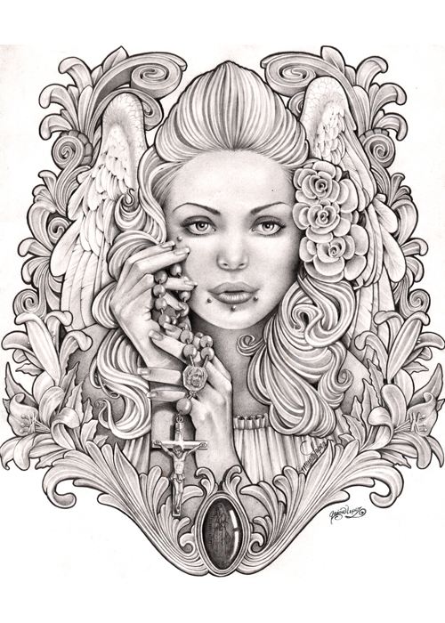 500x700 Praying Angel - Praying Angel Drawing