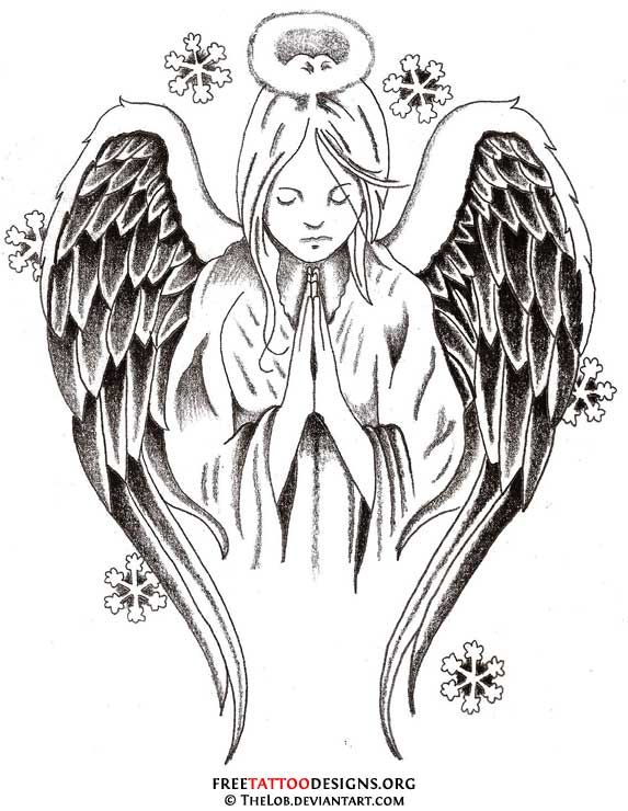 573x740 praying angel tattoo design tattoos i like angel tattoo - Praying Angel Drawing