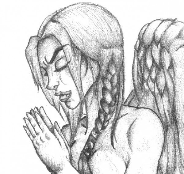600x568 Angel Praying Drawing - Praying Angel Drawing