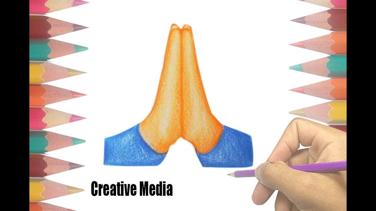 1280x720 How To Draw Folded Hands Emoji Coloring Pages For Kids Draw - Praying Hands Drawing