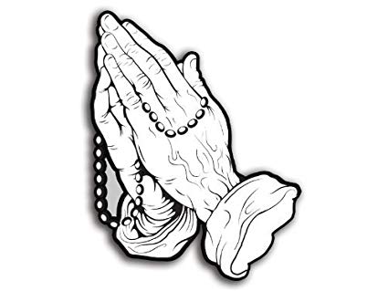 425x319 praying hands with rosary shaped sticker - Praying Hands Drawing