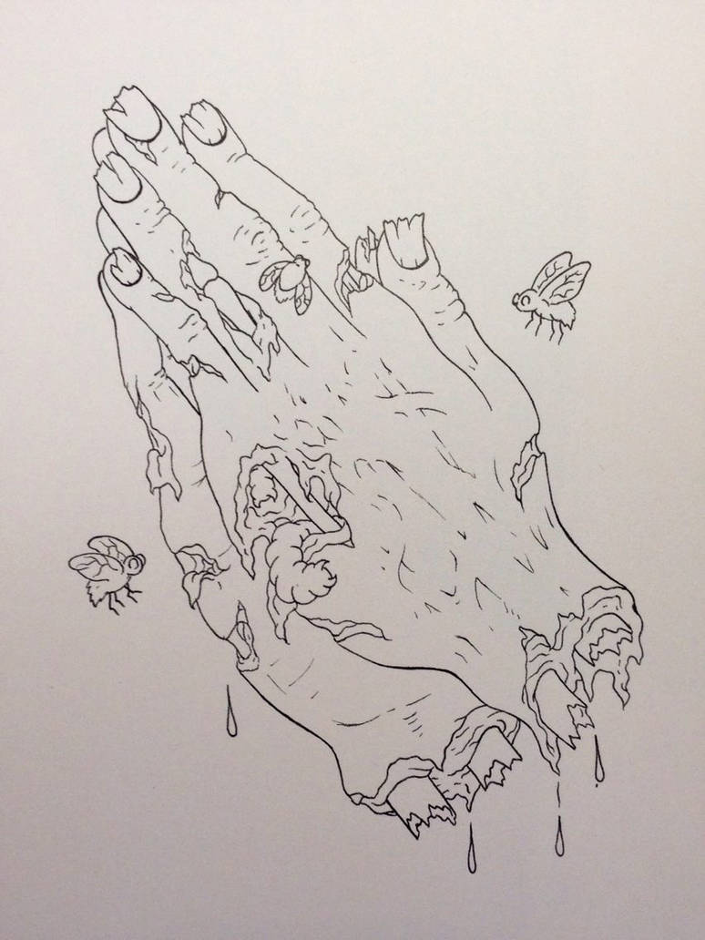 774x1032 Praying Zombie Hands Line Drawing - Praying Hands Line Drawing