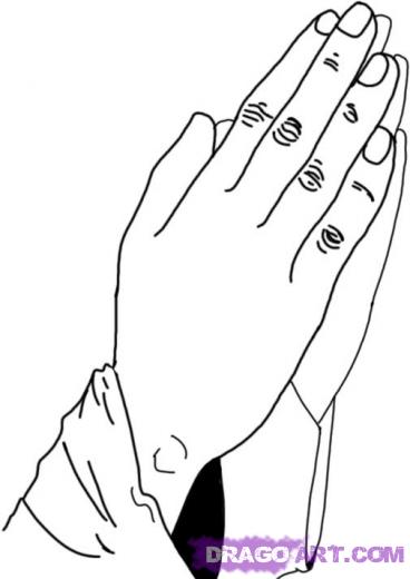 368x520 Step How To Draw Praying Hands - Praying Hands Line Drawing