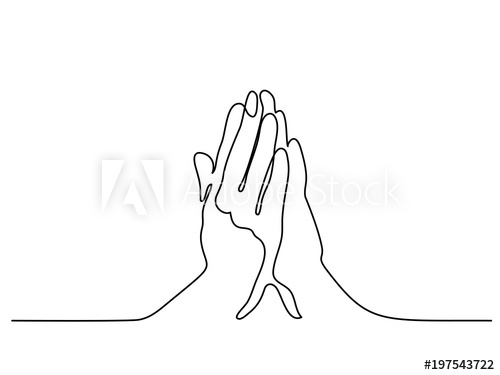 500x375 continuous line drawing hands palms together praying vector - Praying Hands Line Drawing