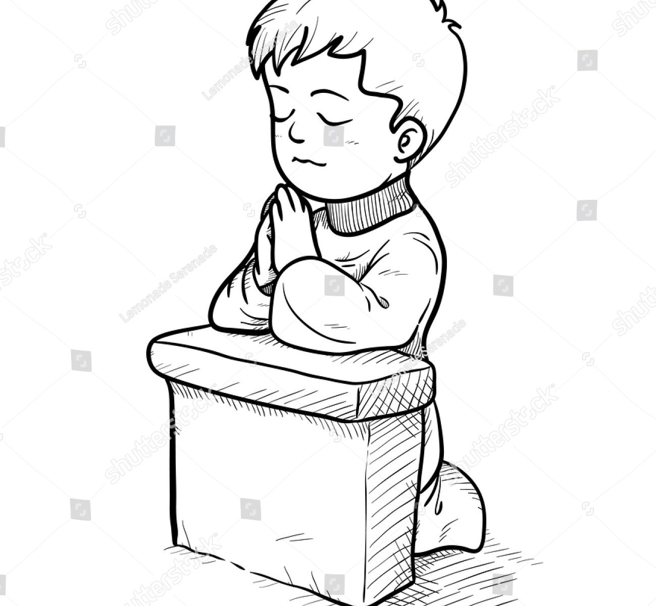 1299x1200 Drawing For Children Free Download Refrence Child Praying - Praying Hands Line Drawing