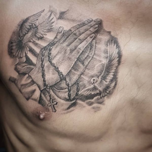 600x600 Praying Hands Tattoo With Meaning - Praying Hands Tattoo Drawing