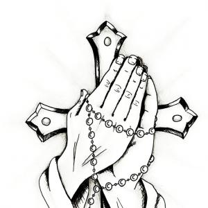 Praying Hands With Cross Drawings at PaintingValley.com | Explore ...