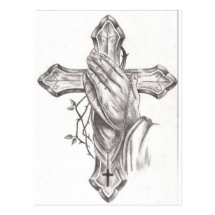 307x307 praying hands cross postcards zazzle - Praying Hands With Cross Drawings