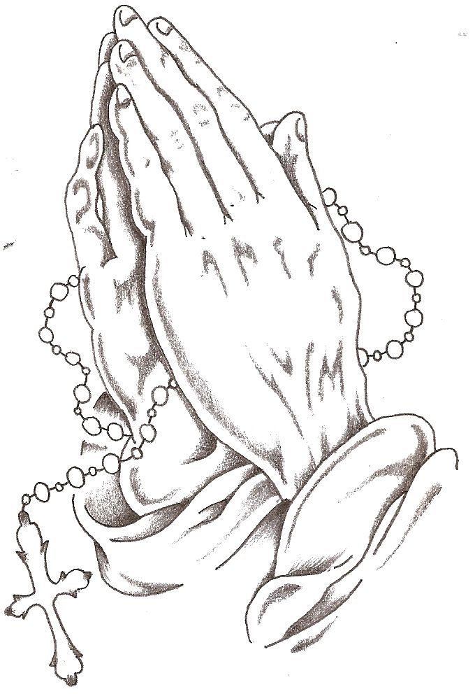 Praying Hands With Rosary Drawing At Paintingvalley Com Explore