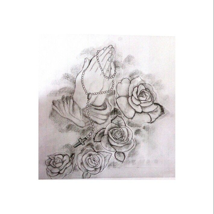 710x710 Images Of Praying Hands With Rosary And Roses Drawings - Praying Hands With Rosary Drawing