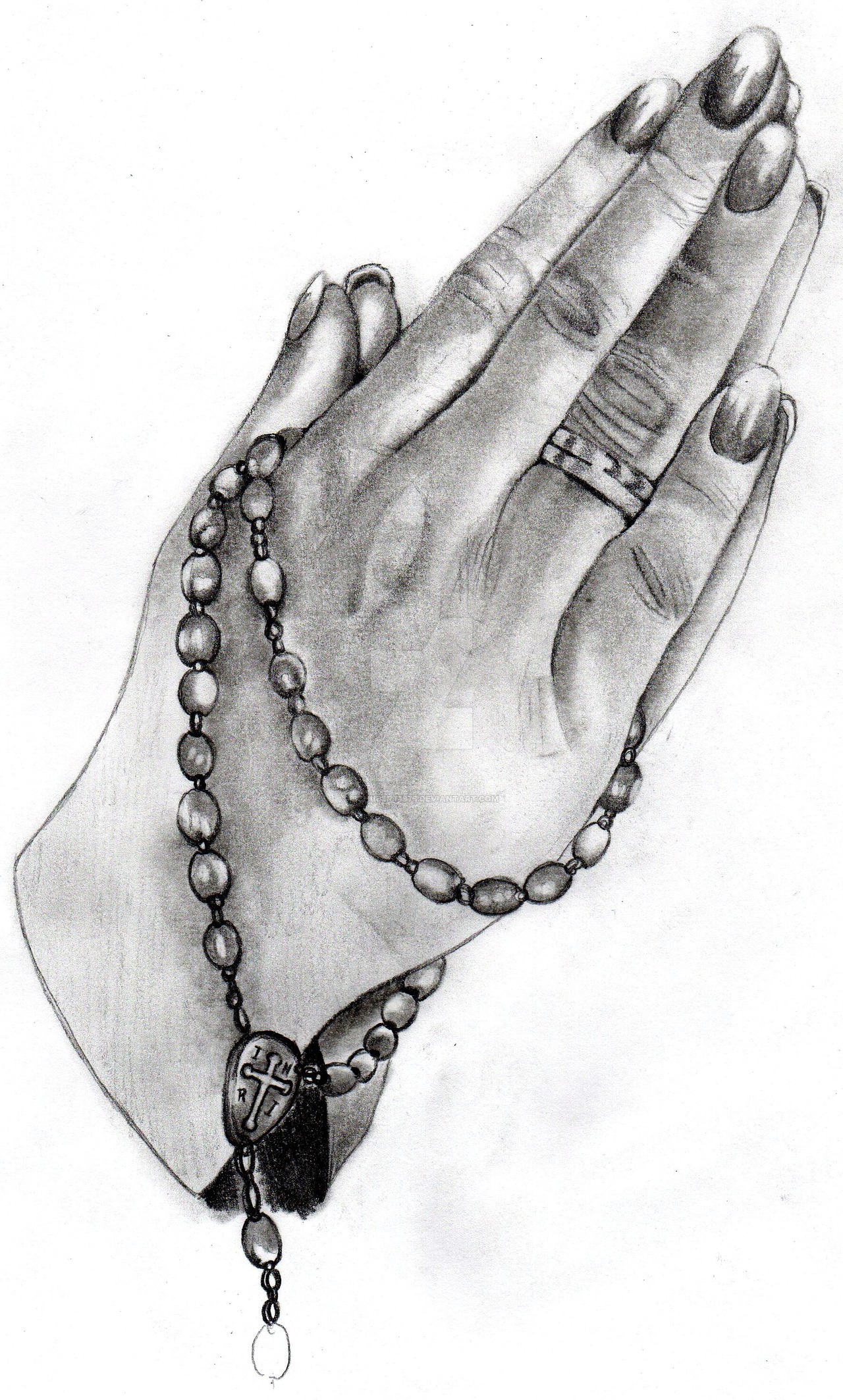 Praying Hands With Rosary Drawing at Explore