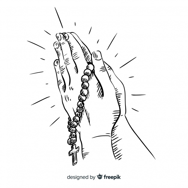 Praying Hands With Rosary Drawing at Explore