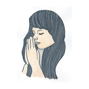 300x300 Praying Woman Drawing - Praying Woman Drawing