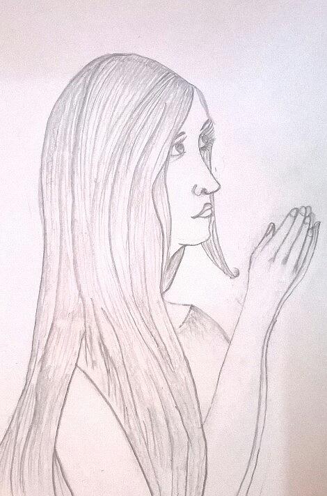 470x712 Praying Woman Drawing - Praying Woman Drawing