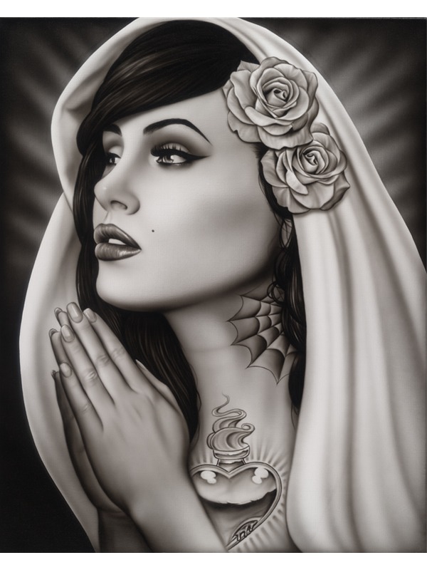 600x800 tattoo mary spider mexican tattoo praying virgin pinup girl art - Praying Woman Drawing
