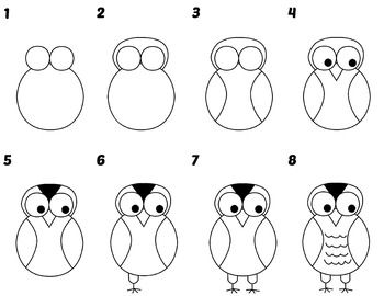 350x270 directed draw owl october school directed drawing, drawings - Pre K Drawing