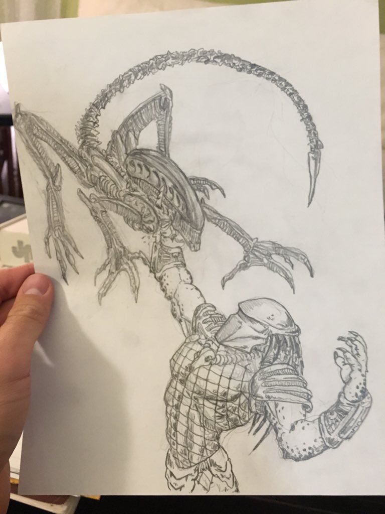 768x1024 jake parker on twitter alien vs predator drawing - Predator Drawing