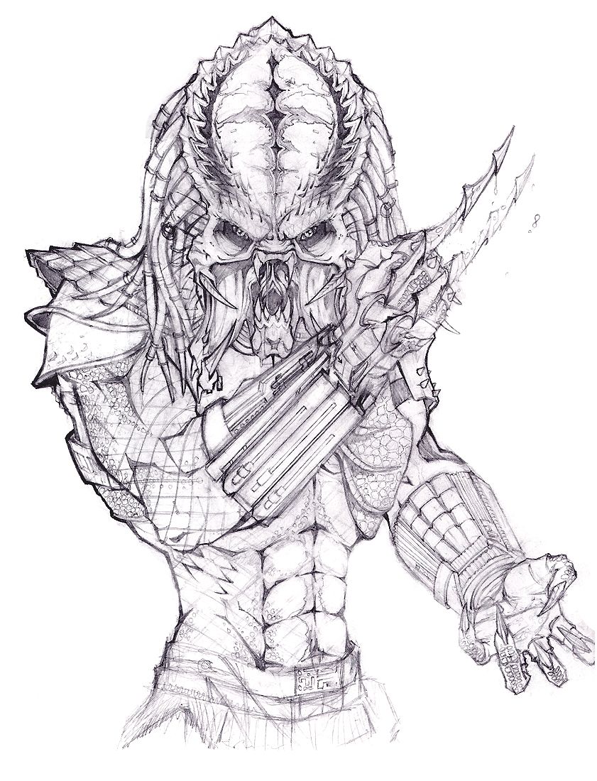 841x1100 coloring pages alien vs predator drawings coloring pages - Predator Drawing