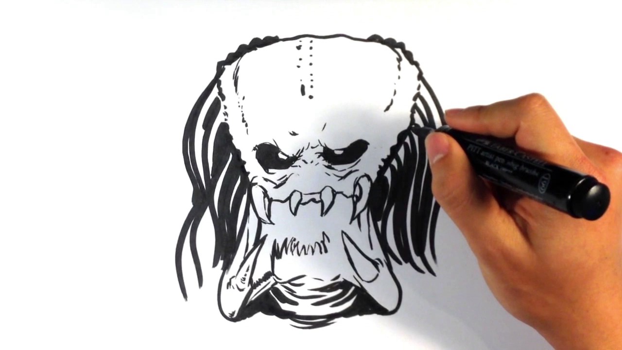 1280x720 how to draw predator - Predator Face Drawing