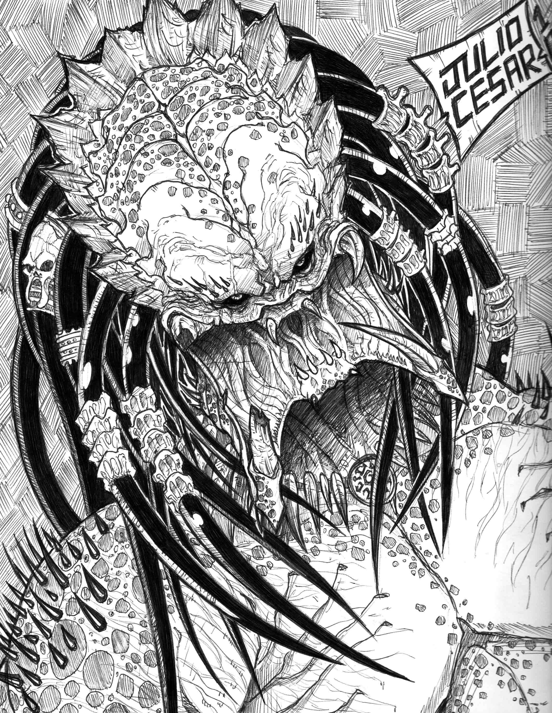 2286x2950 predator face - Predator Face Drawing