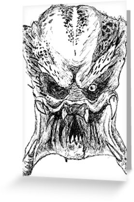 277x415 predator face art greeting cards - Predator Face Drawing