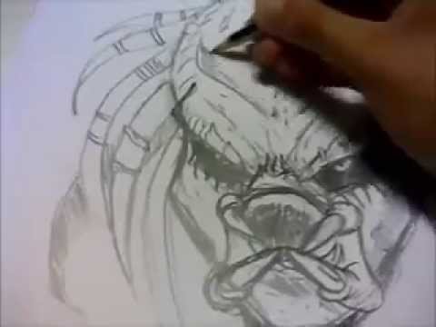 480x360 Drawing The Face - Predator Face Drawing