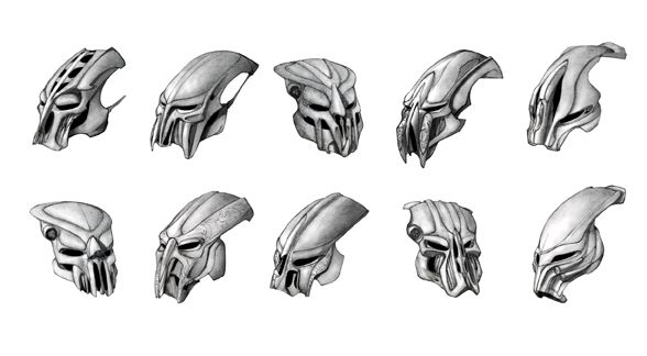 588x324 predator weapons and some predator concept helmets d fantasy - Predator Helmet Drawing