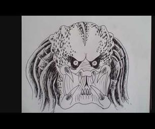 306x255 How To Draw Predator Face - Predator Mask Drawing
