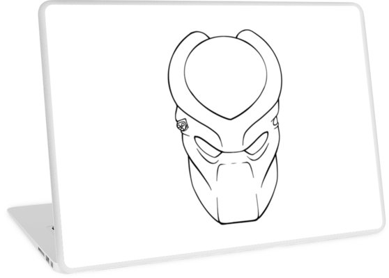 558x400 Predator Mask Outline Laptop Skins - Predator Mask Drawing