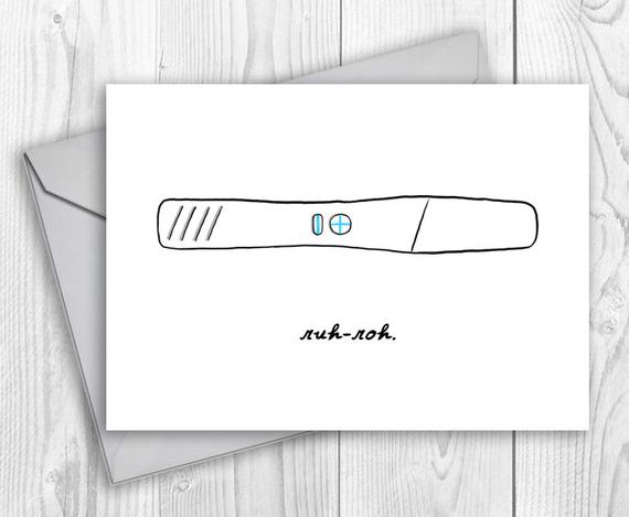 570x469 items similar to funny pregnancy card, positive pregnancy test - Pregnancy Test Drawing