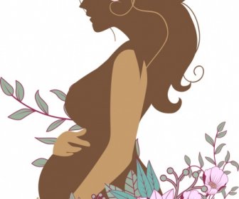 336x280 pregnant woman icons colored cartoon design vector people free - Pregnant Cartoon Drawing