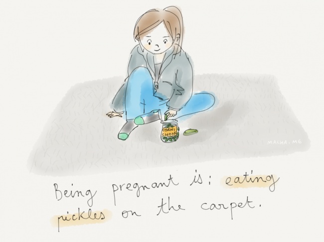 650x487 this artist is documenting her pregnancy with adorable drawings - Pregnant Drawing