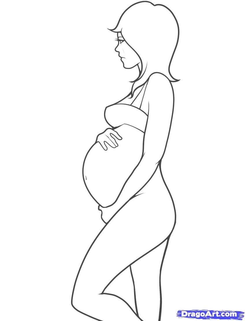 848x1111 step how to draw pregnant woman sketches drawings, fashion - Pregnant Drawing Images