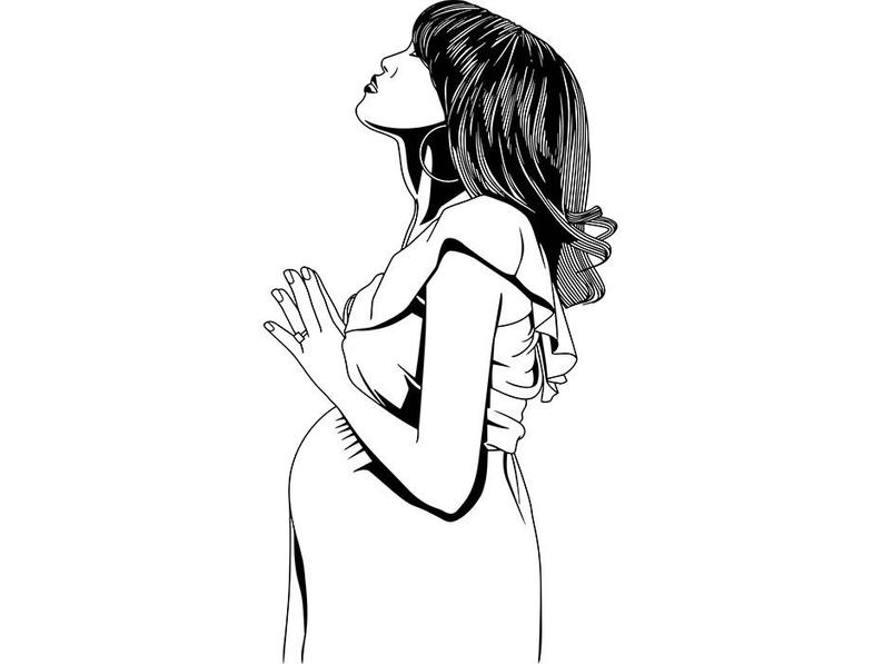 794x597 pregnant woman praying god with faith family love lady etsy - Pregnant Lady Drawing