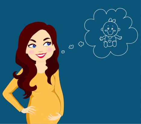 468x412 pregnant woman drawing lady kid speech bubble icons vectors stock - Pregnant Lady Drawing