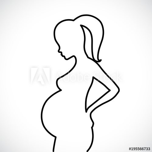 500x500 pregnant woman line icon vector women pregnancy symbol - Pregnant Lady Drawing