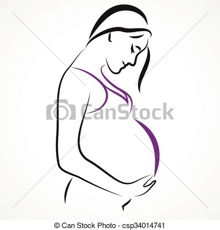 450x470 beautiful pregnant woman vector illustration of a beautiful - Pregnant Lady Drawing