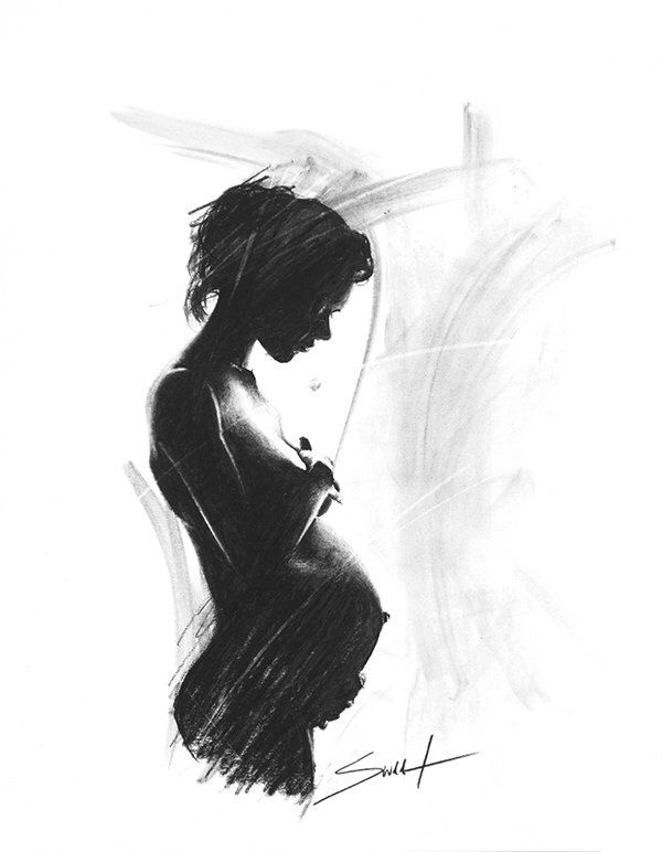 600x772 gilmore girls pregnancy art - Pregnant Silhouette Drawing