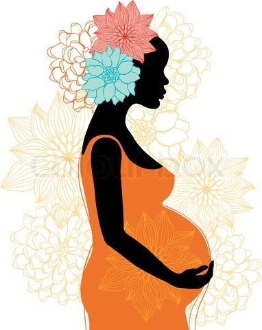 382x480 Vector Of 'silhouette Of Pregnant Woman With Flowers Vector - Pregnant Silhouette Drawing