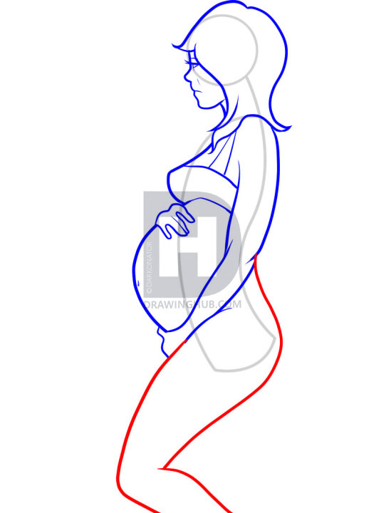 549x720 How To Draw Pregnant Women, Step - Pregnant Woman Drawing