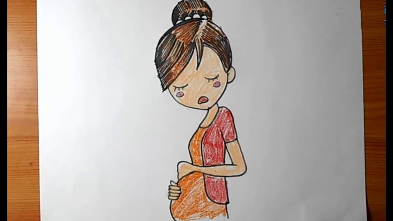 1280x720 how to draw a pregnant woman cartoon yzarts - Pregnant Woman Drawing