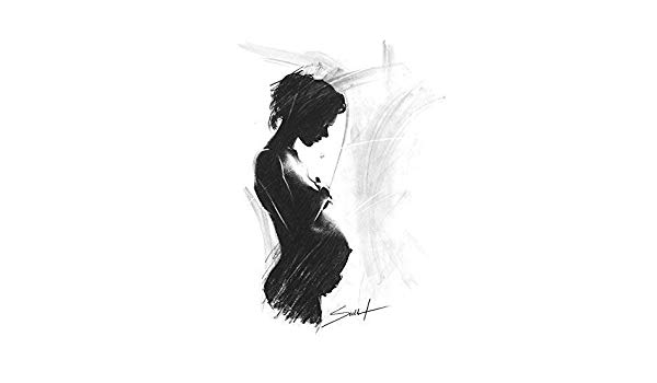 600x350 charcoal figure drawing art print of pregnant woman - Pregnant Woman Drawing