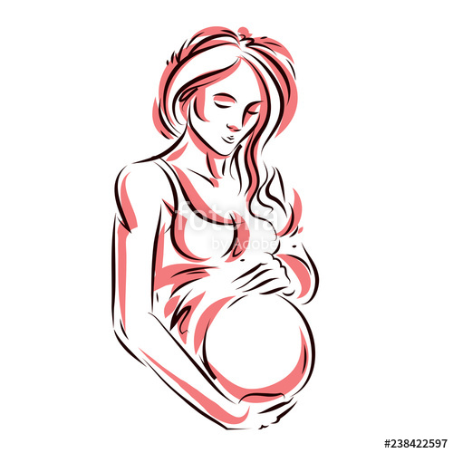 500x500 attractive pregnant woman body silhouette drawing vector - Pregnant Woman Drawing