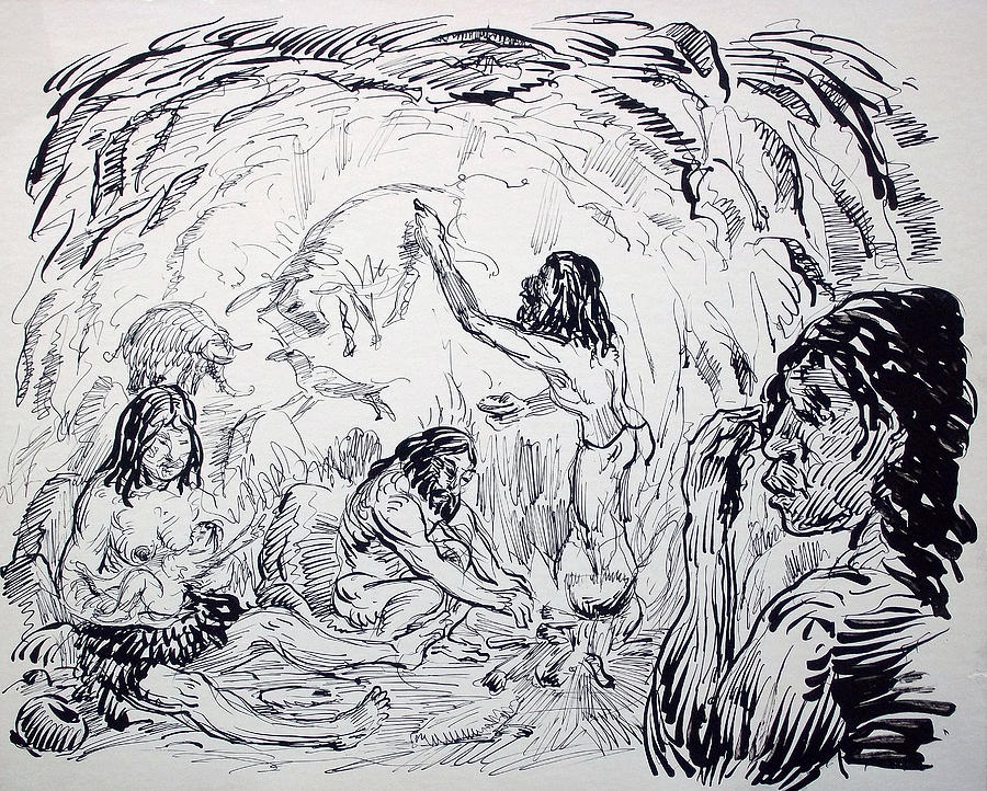 900x722 prehistoric family drawing - Prehistoric Drawings