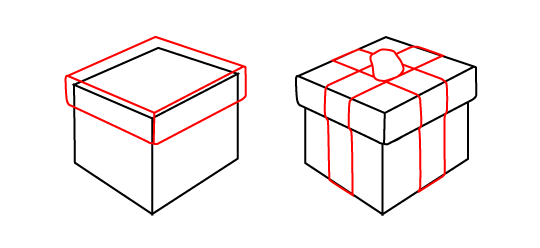 540x248 Drawn Box Line Drawing - Present Box Drawing