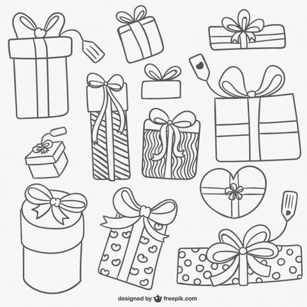 626x626 Gift Box Collection Vector Free Download - Present Box Drawing