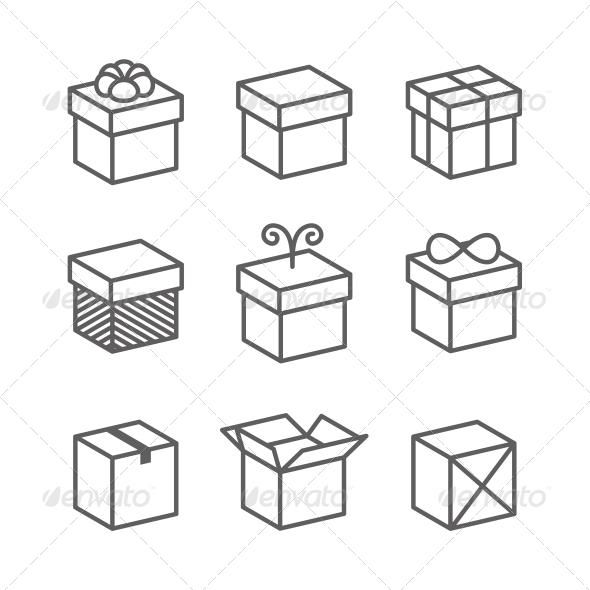 590x590 vector gift box icons, holiday presents skkketchdraw - Present Box Drawing