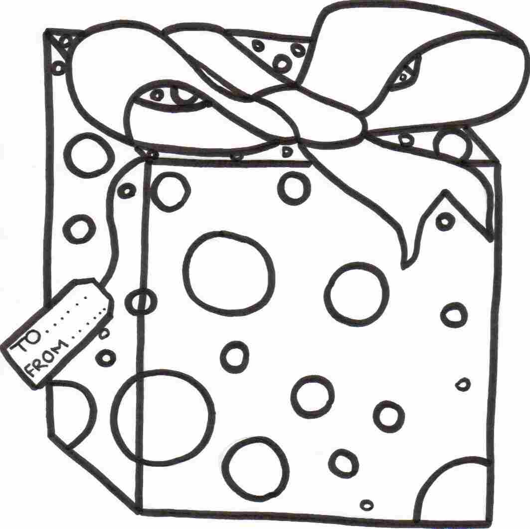 1063x1060 Christmas Gift Box Drawing Boxes Coloring Pages - Present Box Drawing