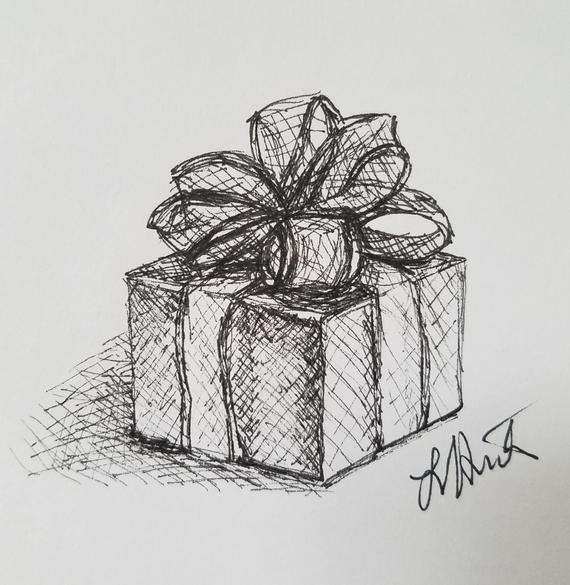 570x585 Gift - Present Drawing