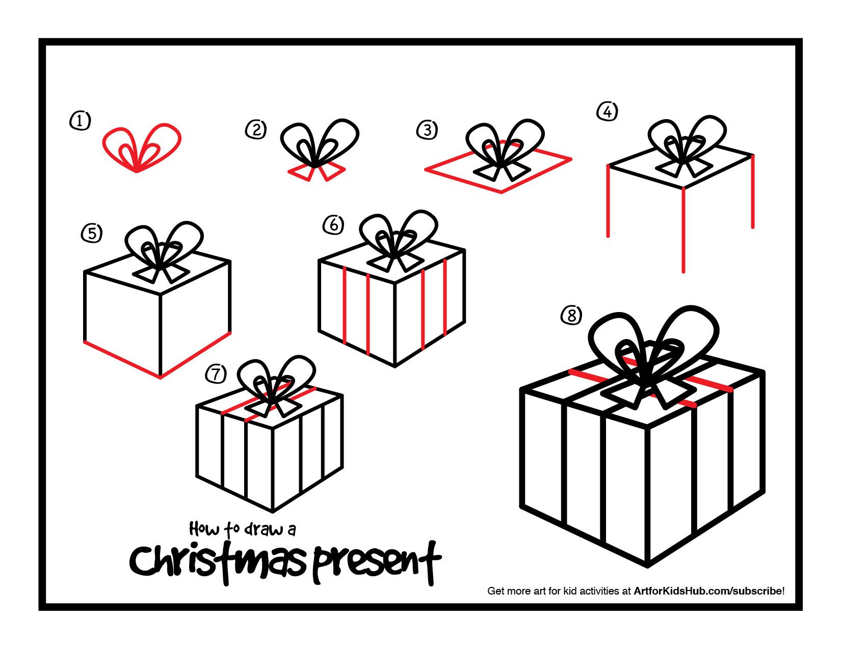 1650x1275 how to draw a christmas present - Present Drawing